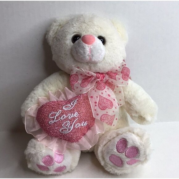 CalPlush Teddy Bear I love You Holding Heart Gift Special Baby Plush New - Picture 4 of 6